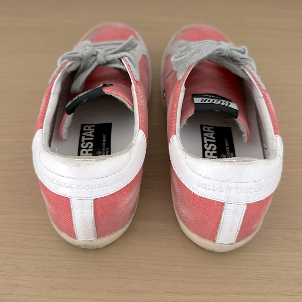Golden Goose Superstar Coral Pink and Gray Sneakers with Silver Star size 38 - Picture 8 of 12